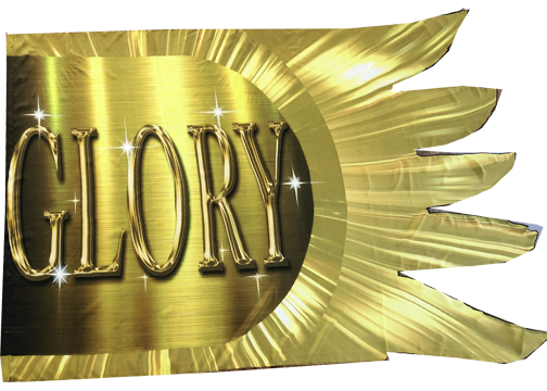 Glory Gold Medallion Cut Out Ends Worship Flag | High Praise Banners