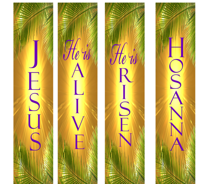Wall Banner EASTER Resurrection Day Palms Vertical Banners EASTER/RESURRECTION SUNDAY