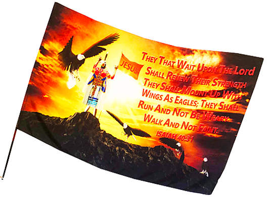 Indian They that Wait Upon the Lord Silk Worship Flag