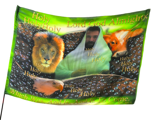 Four Living Creatures Say Holy Holy Holy Worship Flag