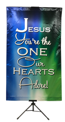 Jesus You're the One Our Hearts Adore Vertical Banner
