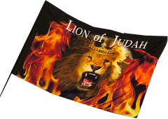 Lion of Judah White Font Crown FireWorship Flag