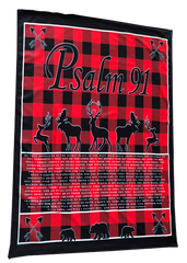 Psalm 91 Red Buffalo Check Scripture Blanket - red/black