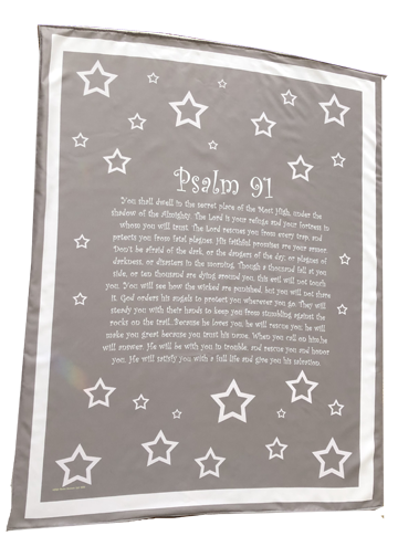 Psalm 91 Stars Scripture Blanket - Grey