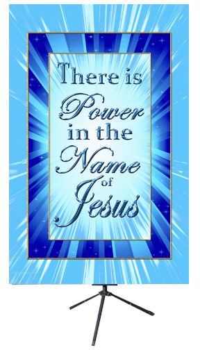 There is Power in the Name of Jesus Blue Wall Banner | High Praise Banners