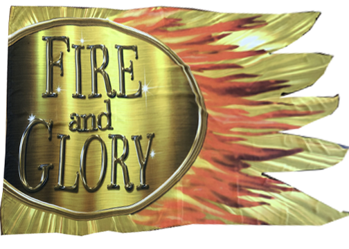 Fire & Glory Gold Medallion FlamesWorship Flag