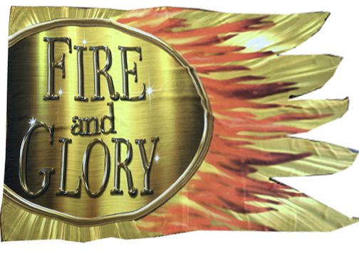 Fire and Glory Fire and Gold Flame End Worship Flag