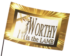 Gold Border Worthy is the LAMB Worship Flag