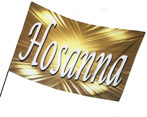 Hosanna White Font Gold Background Worship Flag
