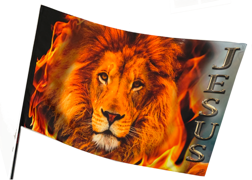 Lion of Judah Jesus Gold Font Worship Flag