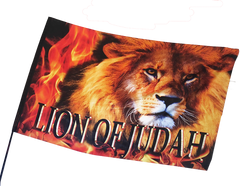 Lion of Judah Fire Black Font Worship Flags