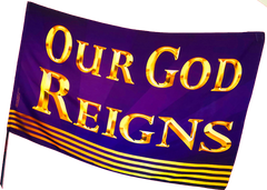 Our God Reigns Purple Worship Flag