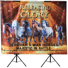 Releasing Glory Jehovah's War Horses Majestic in Battle Horitzontal Banner