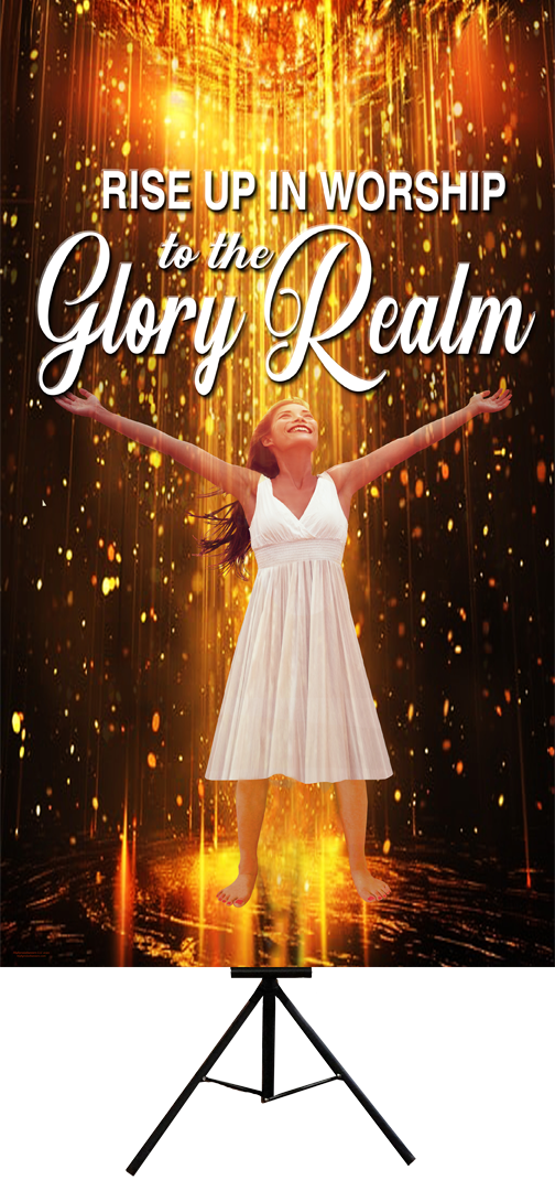 Rise Up in Worship to the Glory Realm Vertical Banner
