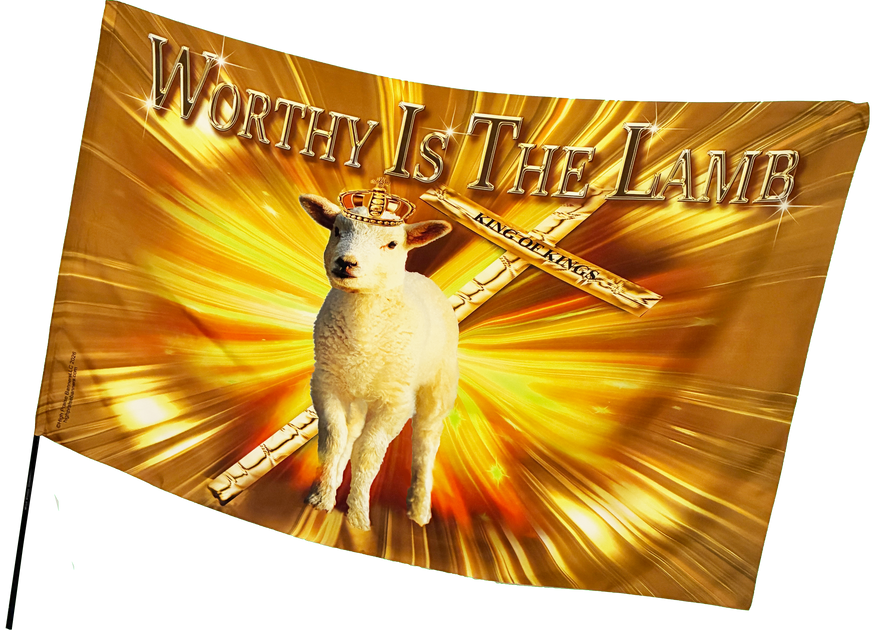 Worthy is the Lamb Gold Burst New Worship Flag | High Praise Banners