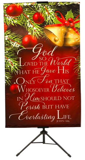 CHRISTMAS- God so Loved the World (Bells) Vertical Banner