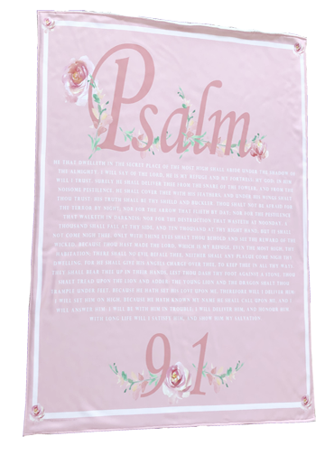 Psalm 91 Pink Floral Scripture Blanket