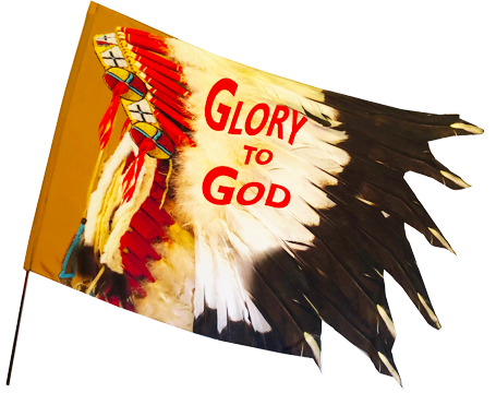 Indian Headdress Glory to God Cut Out Worship Flag