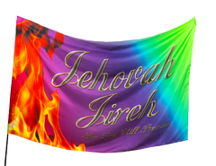 Jehovah Jireh (purple-green-fire) Worship Flag