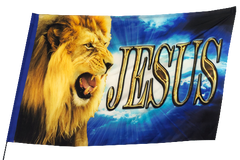 Lion of Judah (Gold Font Jesus) Worship Flag