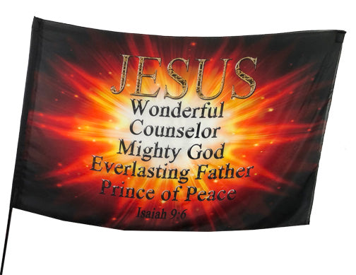 Jesus Wonderful Counselor Mighty God Worship Flag