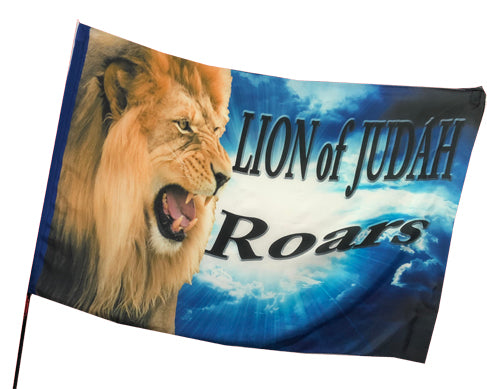 Lion of Judah Roars- Black Font Worship Flag