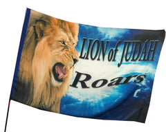 Lion of Judah Roars- Black Font Worship Flag