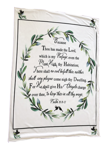 Psalm 91 Wreath Scripture Blanket