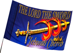 The Lord the Sword Jehovah Chereb BLUE Worship Flag