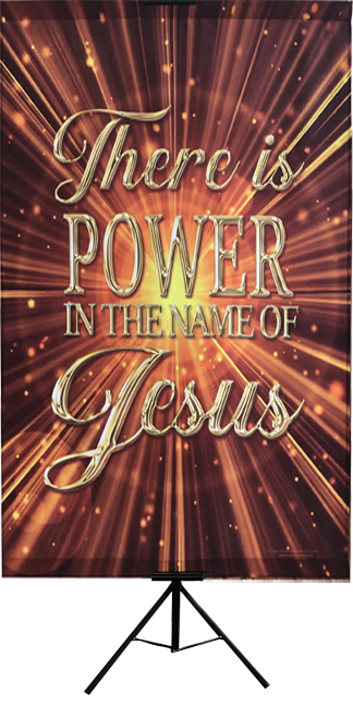 There is Power in the Name of Jesus Copper Gold Vertical Wall Banner