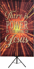 There is Power in the Name of Jesus Copper Gold Vertical Wall Banner