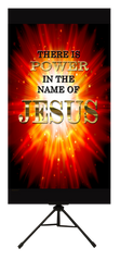 There is Power in the Name of Jesus Red Vertical Wall Banner