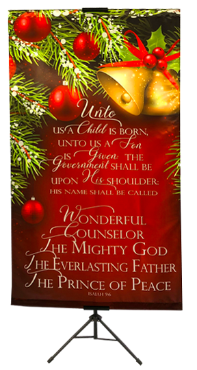 CHRISTMAS- Unto Us a Child is Born This Day (Bells) Vertical Banner