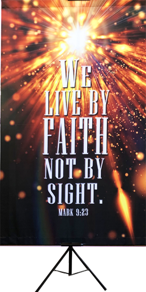 We Live By Faith Not By Sight Vertical Wall Banner
